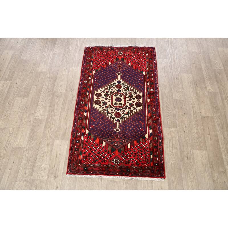 Geometric Hamedan Persian Traditional Area Rug Wool Hand-knotted - 3'2" x 5'8"