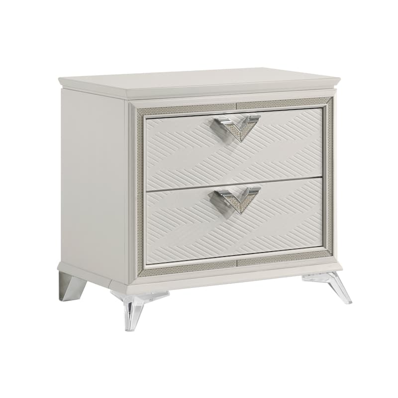 2-Drawers Storage Nightstand Modern Luxury Bedroom Furniture 1pc
