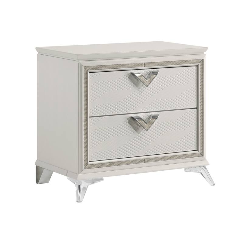 Nightstand 2-Drawers Storage Modern Luxury Bedroom Furniture 1pc