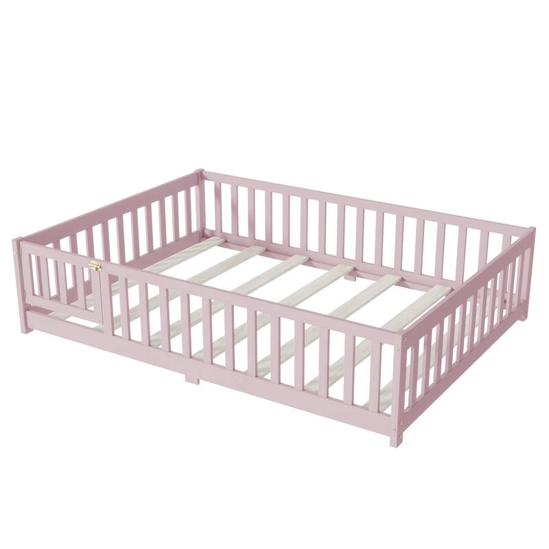 Full Size Floor Bed with Fence and Door