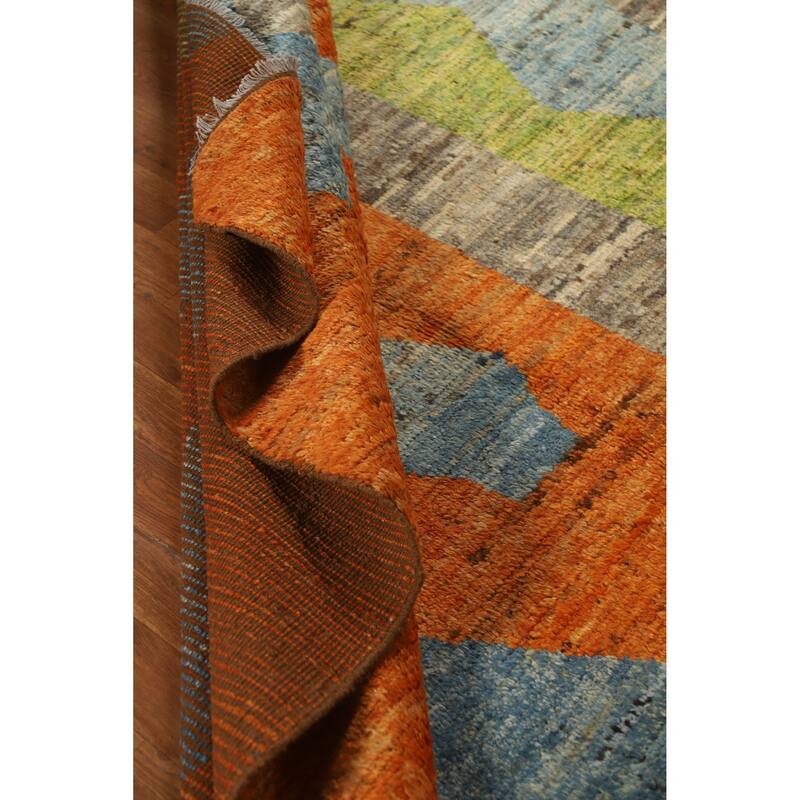 Moroccan Oriental Area Rug Handmade Tribal Geometric Wool Carpet - 6'9" x 9'9"