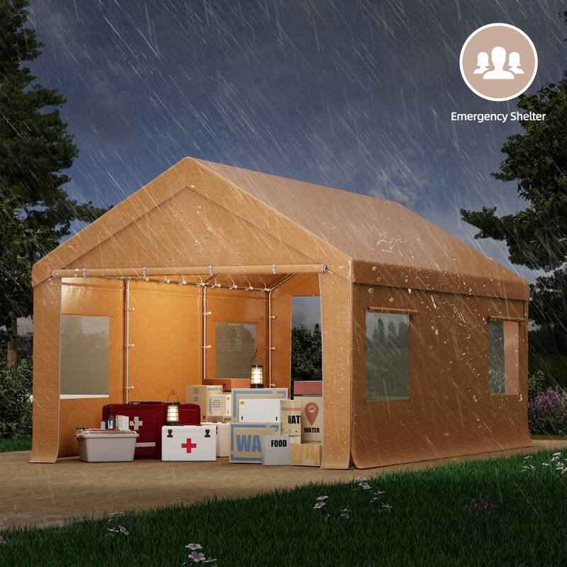 Heavy-Duty Fully Enclosed Carport - UV-Resistant, Waterproof Canopy with Roll-Up Windows & Reinforced Steel Frame