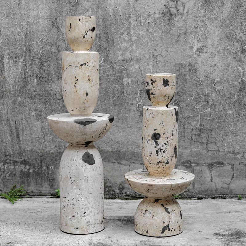 Uttermost 17124 Nouveau 22" Tall Limestone and Resin Abstract Table
