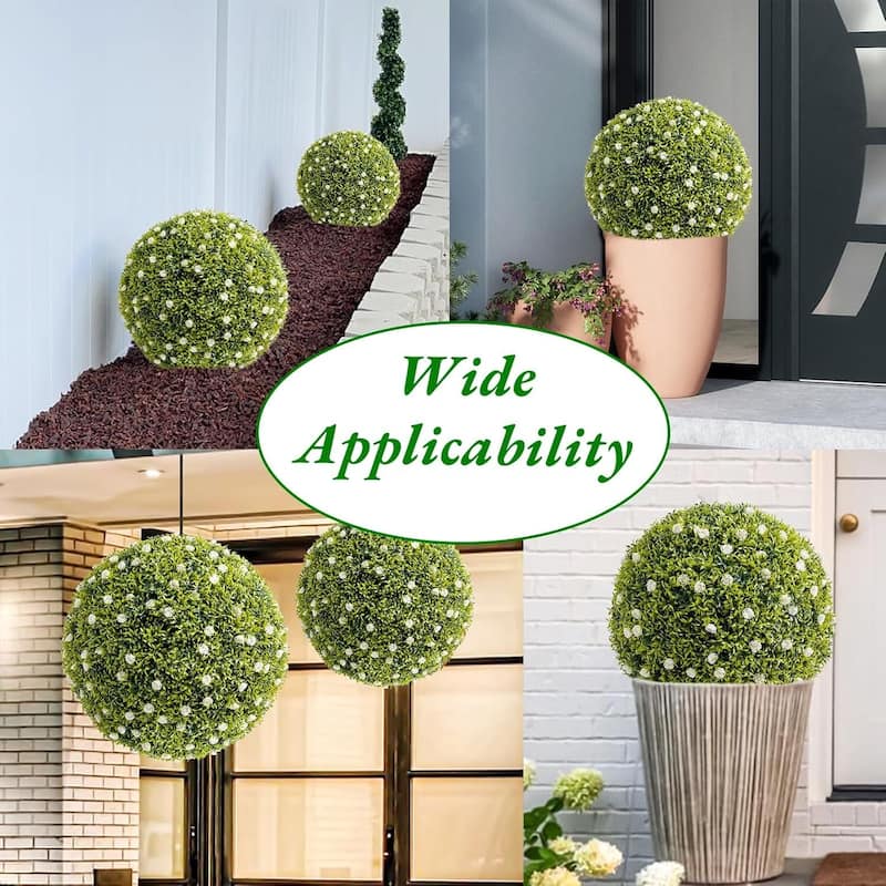 4 Pack 12.5" Artificial Flowers Topiary Balls for Home Decor, Wedding - 12.6 inch