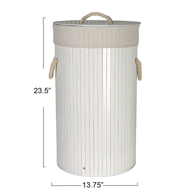 Household Essentials Bamboo Laundry Hamper with Handles and Removable Laundry Bag