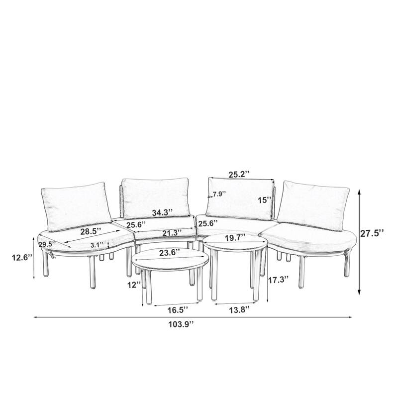 TOPMAX 6-Piece Patio Sofa Furniture Set