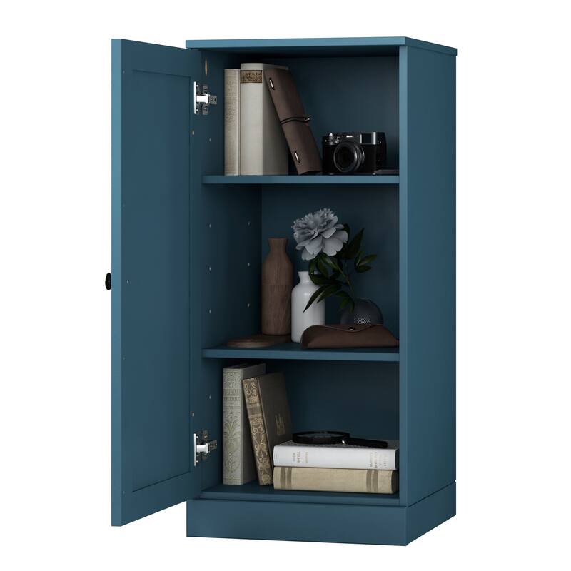Palace Imports 100% Solid Wood 3-Shelf Bookcase with Shaker Door and Adjustable Shelves