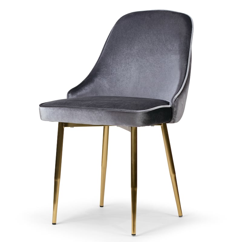 Set of 2 Alpha Sandy Brown Velvet Chair with Brushed Gold Steel Legs