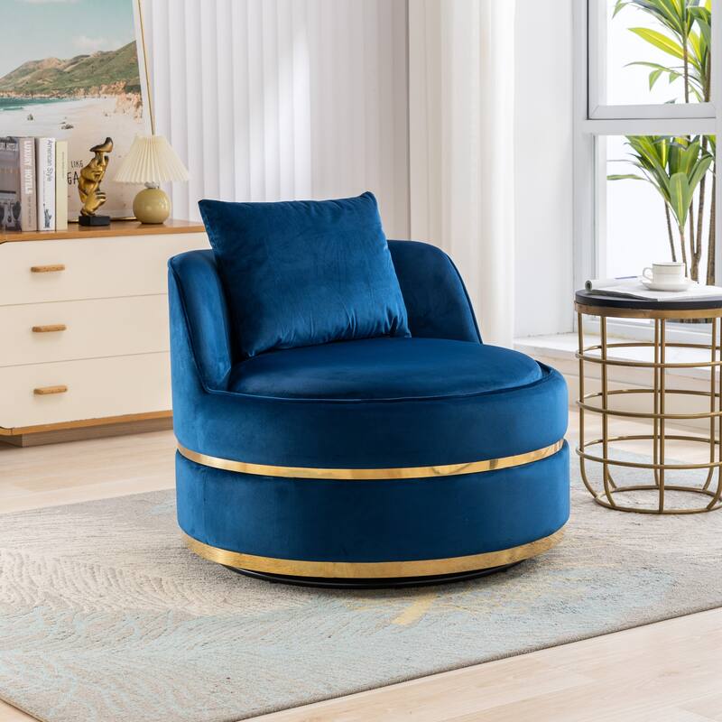 360 Degree Swivel Accent Chair Lounge Chair, Modern Barrel Chair Over-Sized Soft Chair with Seat Cushion