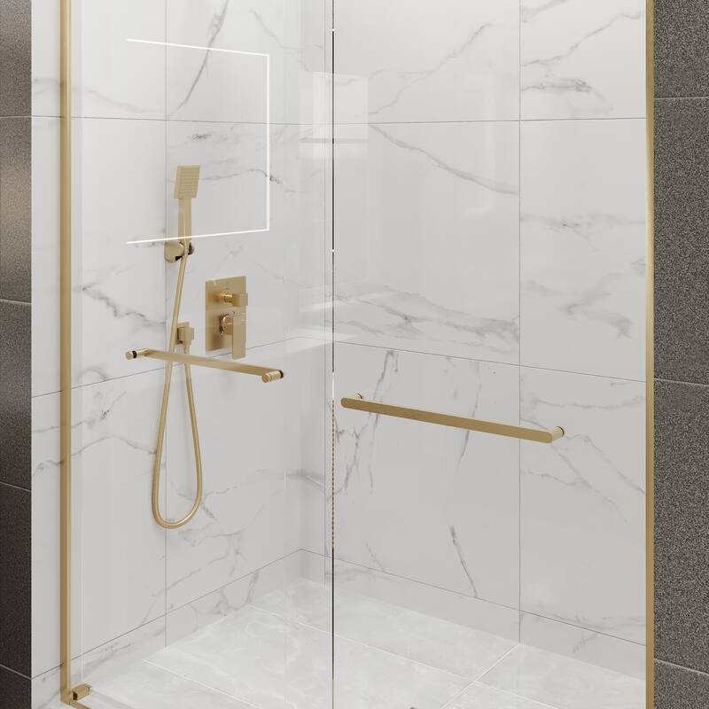 Eviva Glide Sliding Frameless Shower Door with Tempered Glass