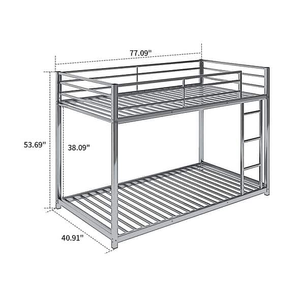 dimension image slide 0 of 4, Modern Minimalist Metal Low Bunk Bed