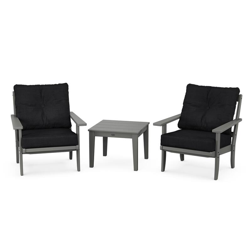 POLYWOOD Canyon 3-Piece Deep Seating Set - Slate Grey / Midnight Linen
