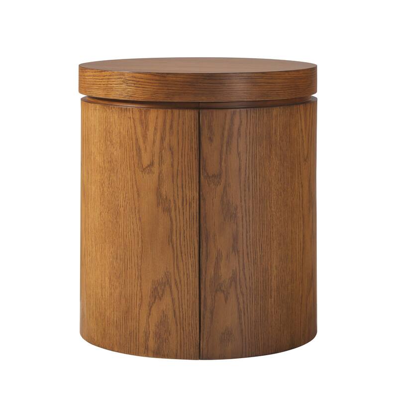 Walker Edison Modern Easy Assembly Oak Veneer Side Table with Storage