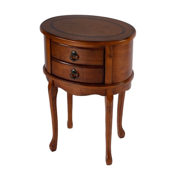 slide 2 of 7, Whitley 18 in. W Oval Wood 2 Drawer Side Table Olive Ash
