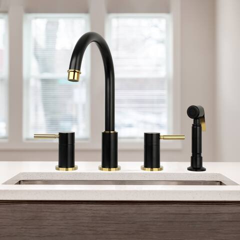Two-Handles Widespread Kitchen Faucet with Side Sprayer
