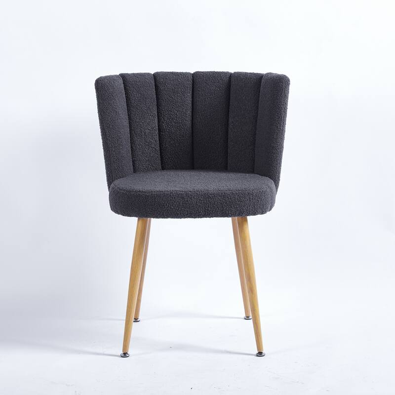 Fabric Dining Chairs Set of 2, Ergonomic Upholstered Kitchen Side Chairs, Accent Chairs with Curved Backrest & Metal Legs