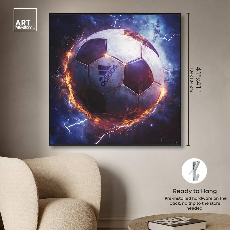 Electrify Soccer Ball Canvas by Art Remedy