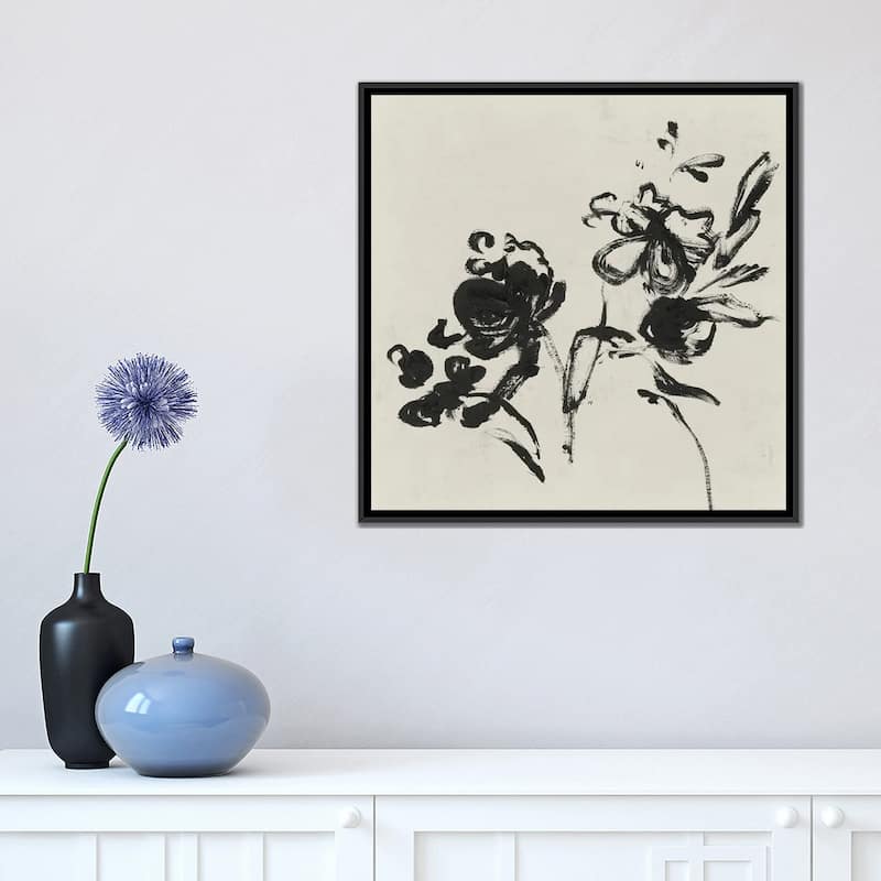 iCanvas "Black Florals I" by Isabelle Z Framed Canvas Print