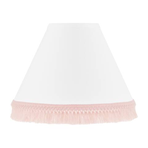 Boho Bohemian Lamp Shade - Blush Pink and White Farmhouse Shabby Chic Designer Modern Minimalist Tassel Fringe Macrame Cotton