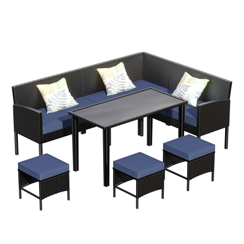 7-Piece Outdoor Patio Conversation Set Outdoor Furniture Set with Waterproof Cushions