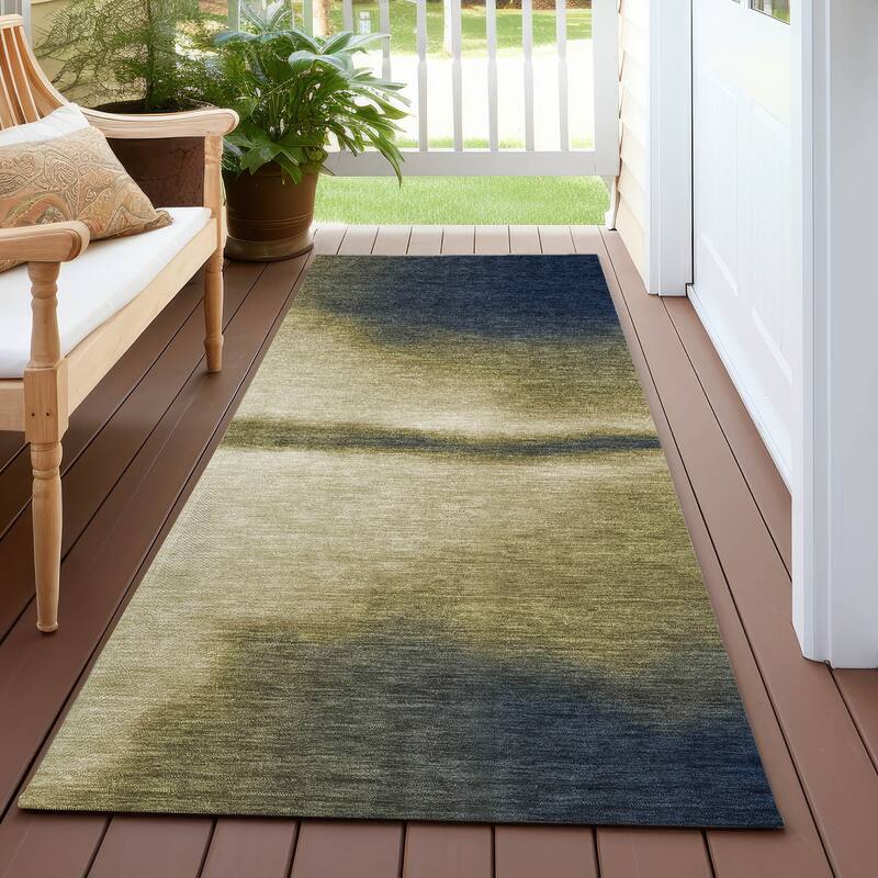 Machine Washable Indoor/ Outdoor Modern Landscape Chantille Rug - Wheat - 2'3" x 7'6"