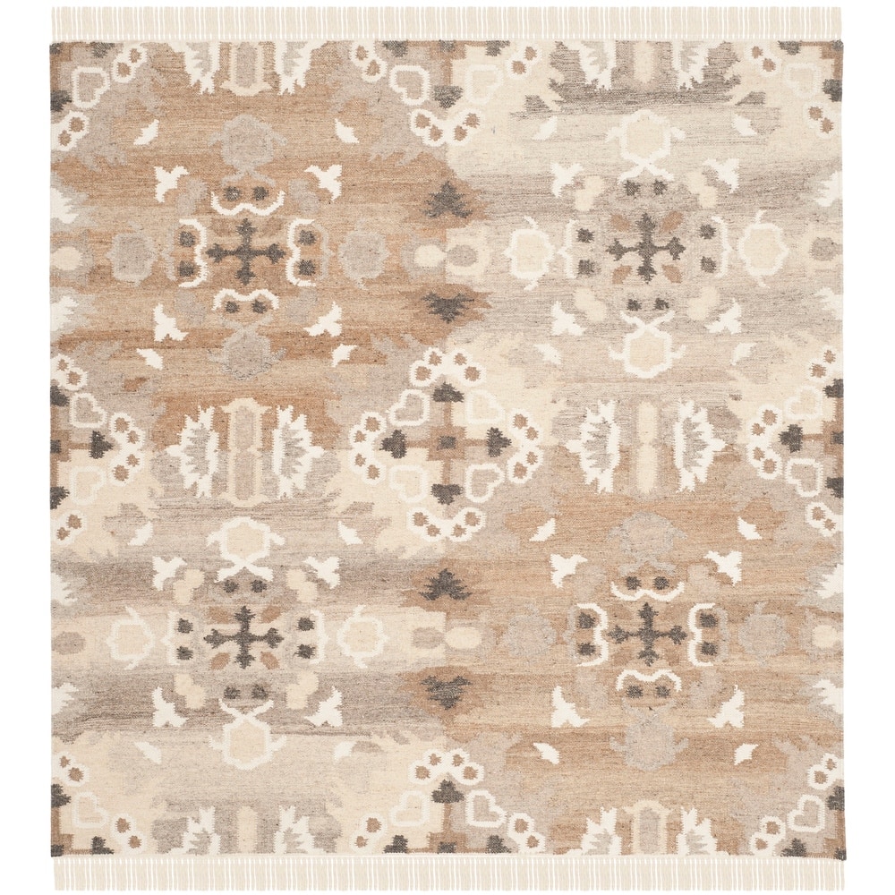 SAFAVIEH Handmade Natural Kilim Tuong Rukiye Wool Rug with Fringe