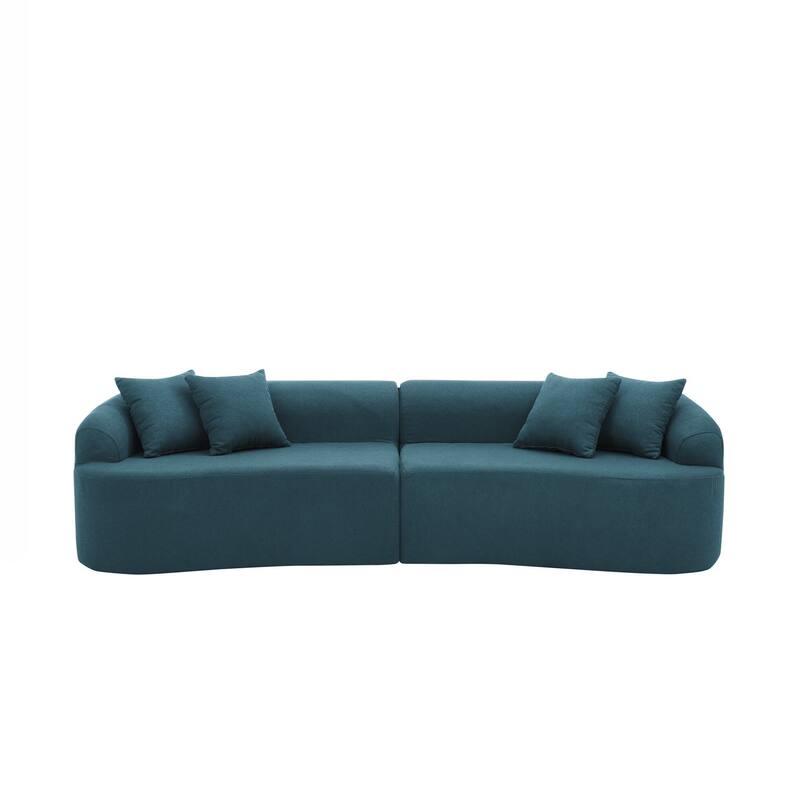 Curved Modular Sectional Sofa in Lamb's Wool Fabric, Modern Minimalist Style, Compressed (No Assembly Required)