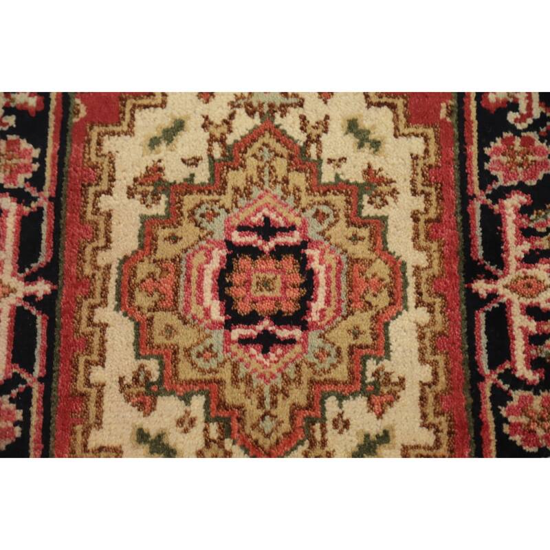 Hand Knotted Oriental 100% Wool Carpet Traditional Medallion Beige & Ivories Heriz (serapi) Area Rug - 3' 0'' X 2' 0''