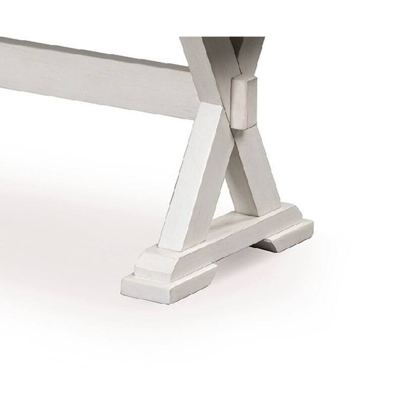 Pury Dining Bench, 48 Inch Light Brown Plank Seat, Antique White Base