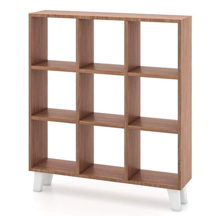 9-Cube Bookcase with 6 Removable Shelves and Raised Support Feet - 35" x 8" x 39.5" (L x W x H)