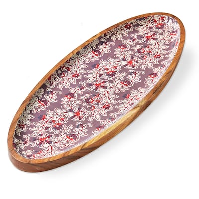 Jasmine Wood & Enamel Platter Large