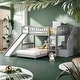 preview thumbnail 2 of 16, Twin over Twin Bunk Bed with Two Drawers and Slide, Grey