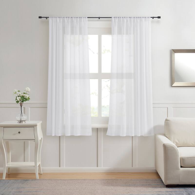 DKNY Fin Curtain Rod and Finial Set - 48" - Matte Black