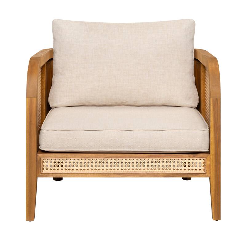 Christopher Knight Home - Isabella Outdoor Patio Acacia Wood Wicker Armchair with Cushions