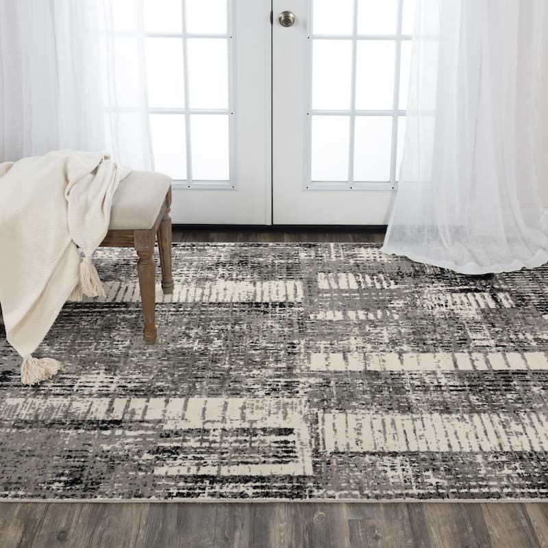 Alora Decor Aurora Transitional Gray/Black Wool/Tencel Area Rug