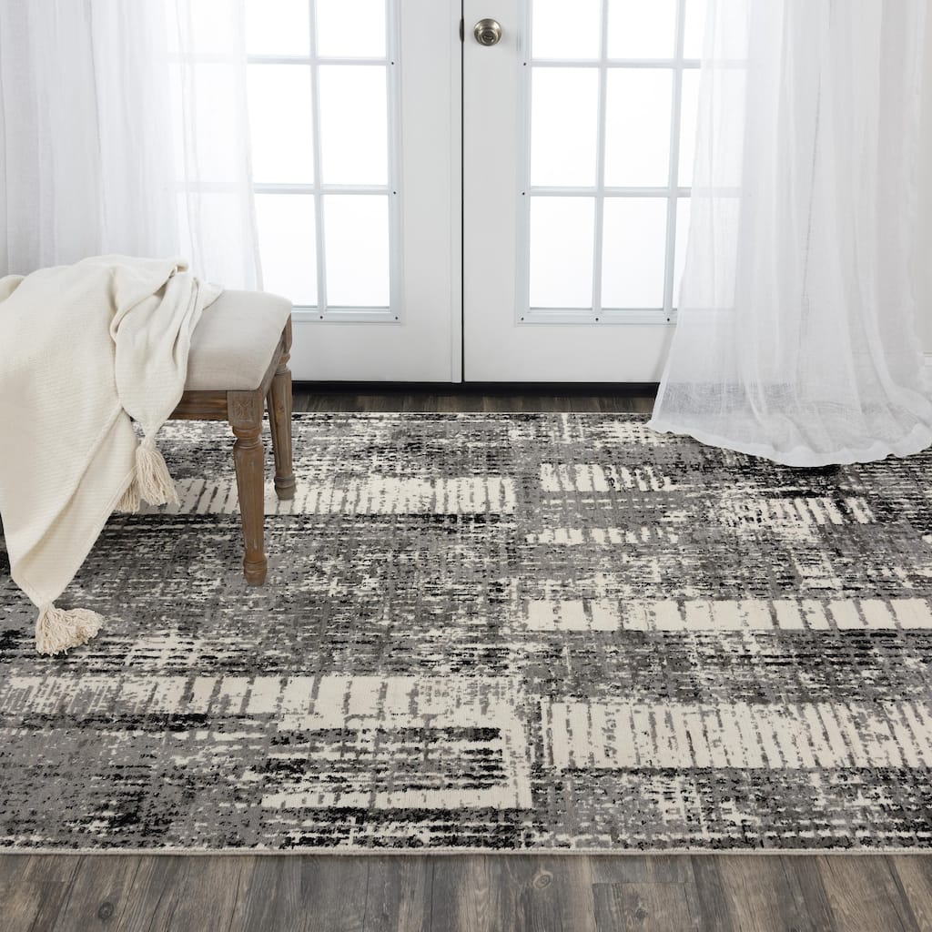 Alora Decor Aurora Transitional Gray/Black Wool/Tencel Area Rug