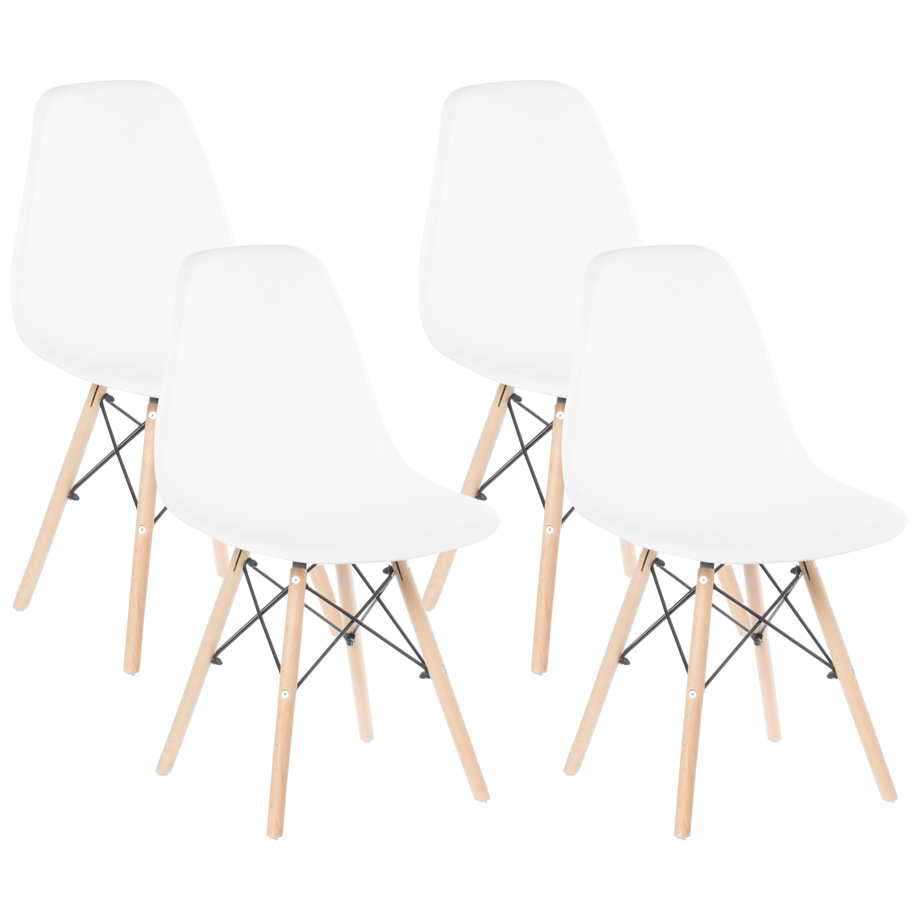 NS Set of 2 Premium White DSW Dowel Wood Leg Side Chair Mid Century Modern M 
