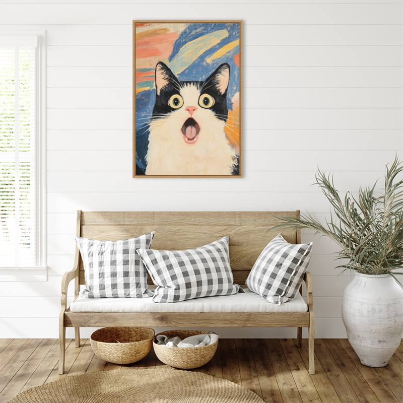 Really Scream Cat by Melloi Art Prints Framed Canvas Wall Art