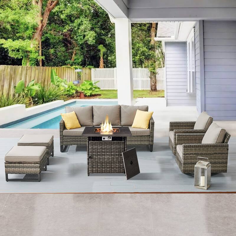 Gymojoy Outdoor Fire Pit Conversation Set, Patio Furniture with Cushions