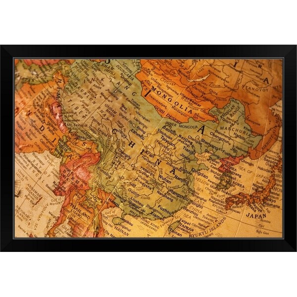 "Asia on a globe" Black Framed Print