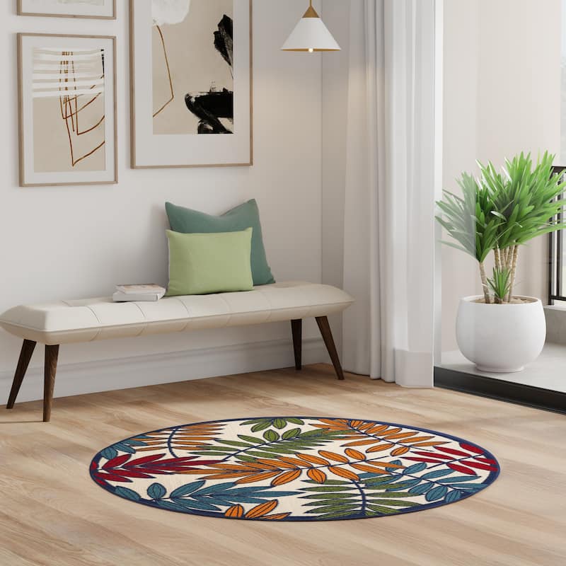Nourison Alice Indoor/Outdoor Floral Area Rug - 4' x Round - Multicolor
