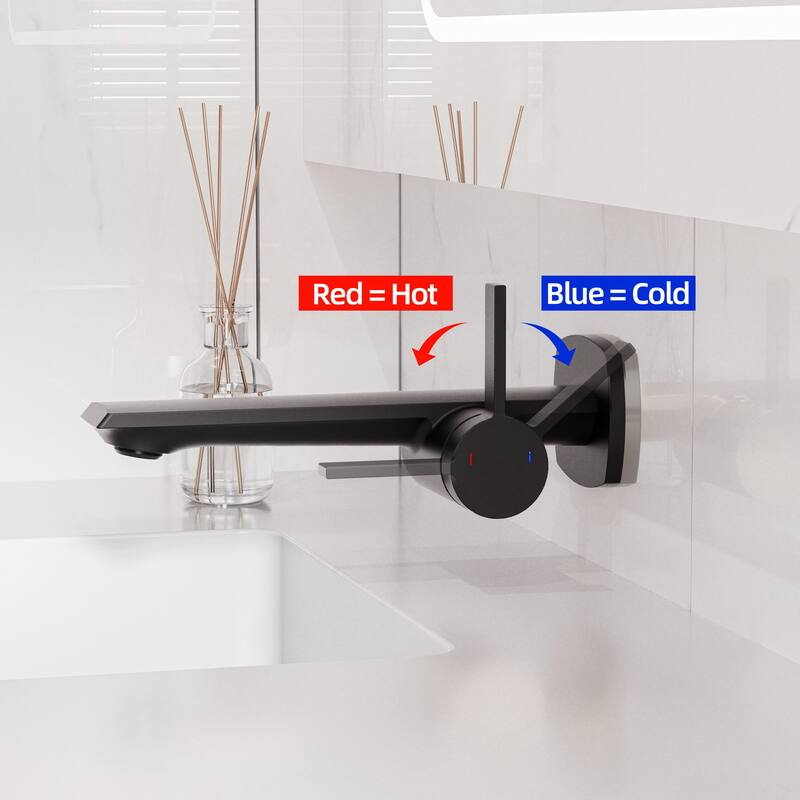 Modland Wall Mount Single Hole Bathroom Faucet with Valve Single Handle And Hot/Cold Indicator
