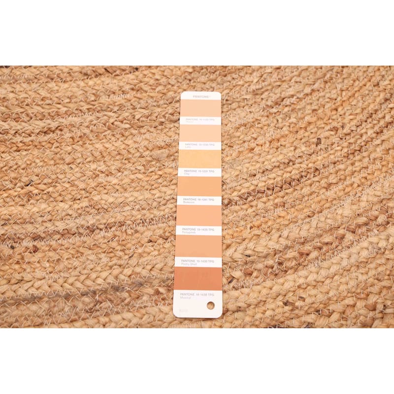 ECARPETGALLERY Braided Weave Palas Denizli Light Brown Jute Rug - 5'4 x 7'4