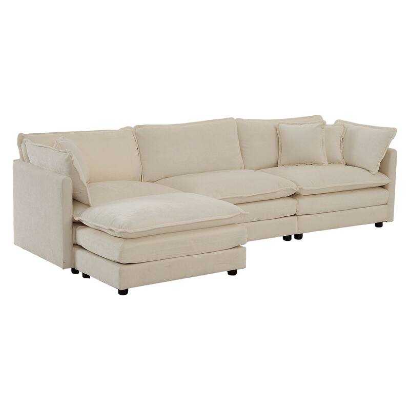 Upholstery Modular L Shaped Sectional Sofa With Reversible Ottoman for Living Room