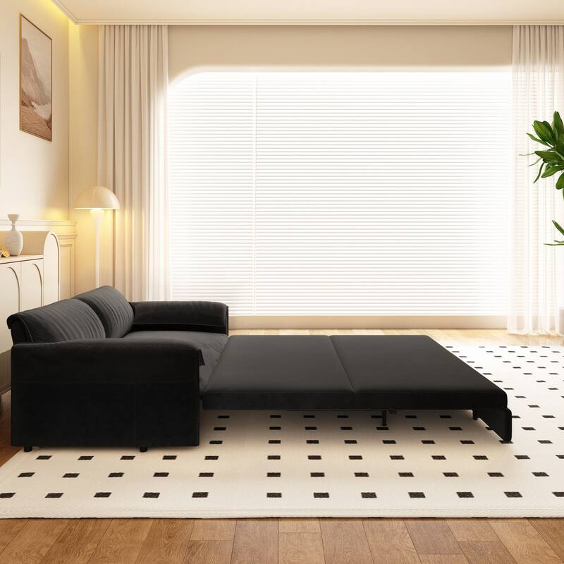 3-in-1 Convertible Sleeper with Side Storage,Multi-Functional Loveseat for Various Spaces
