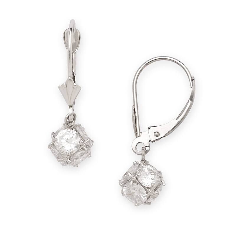 Curata 14k Gold Cubic Zirconia Disco Ball Drop Leverback Earrings