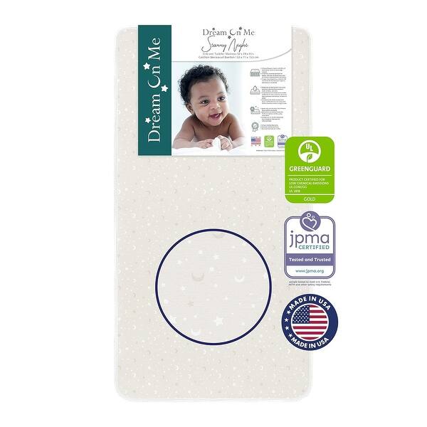 slide 2 of 6, Dream On Me Starry Night Crib & Toddler Mattress, Grey - Gray