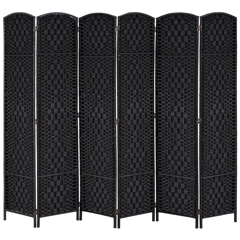 Wicker Weave 6 Panel Room Divider Privacy Screen