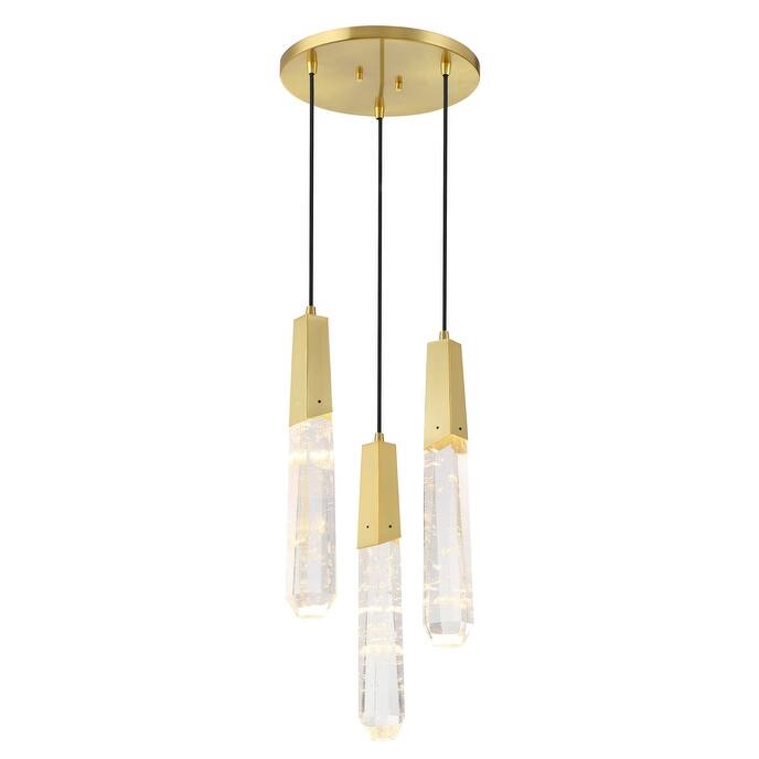 Kovacs P1284-L Drifting Droplets 3 Light 12" Wide LED Crystal Multi - Brushed Brass