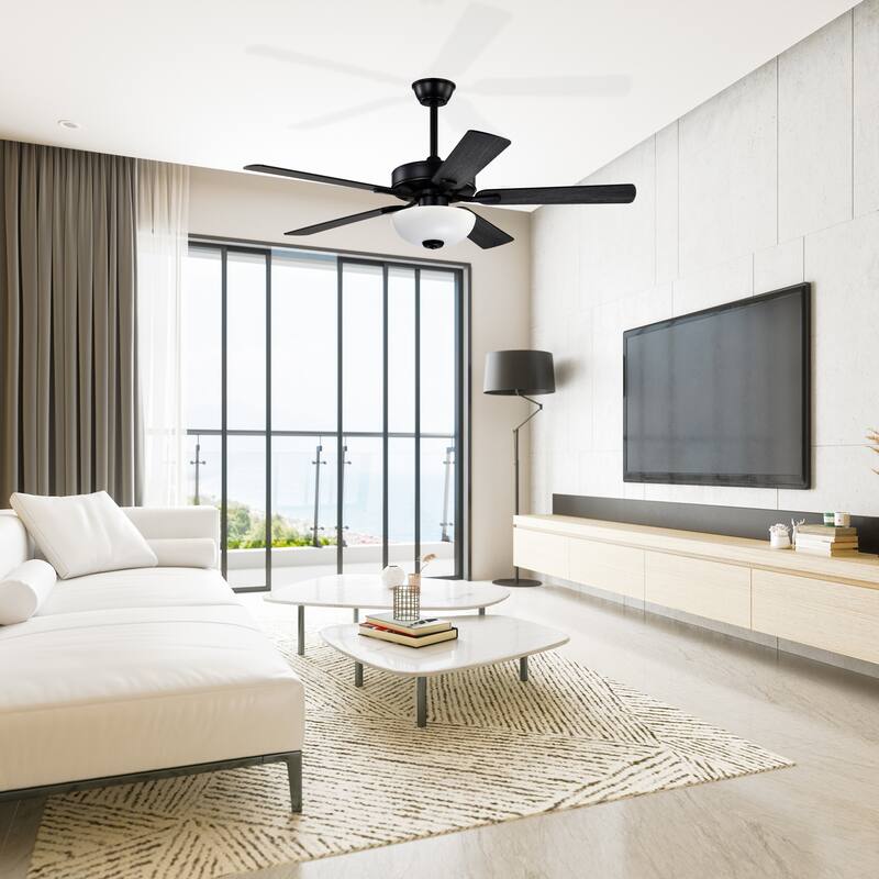 52-in Matte Black/Brushed Nickel/White 5-Blade Indoor Reversible Ceiling Fan with LED Light and Remote Control - 52 inch
